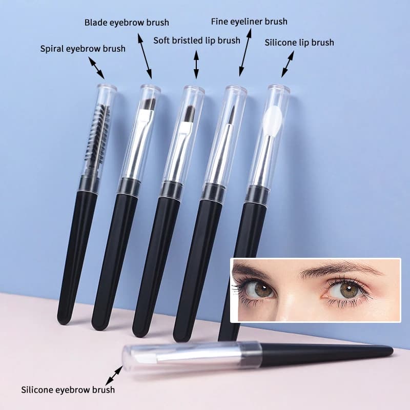 Z. Eye and Eyebrow Makeup Brushes, Silicone Travel Brushes with Cover, Essential Cosmetic Tools