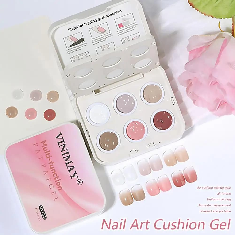 Palette di Smalti Gel Cushion Patting, 6 Colori Ombre Gel per Unghie, Gel Sfumato per Pittura, Gel Pat Pat per Manicure e Nail Art
