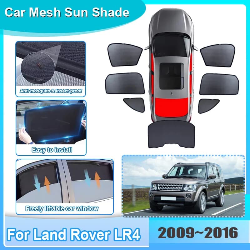Car Window Sunshade For Land Rover LR4 Discovery 4 L319 2009-2016 Visor Mesh UV Protection Windshield Curtain Auto Accessories