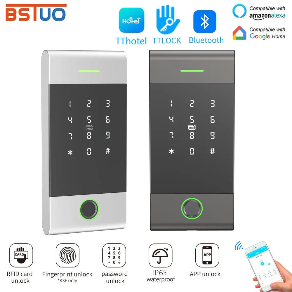 Apri blocco controllo accessi intelligente per assistente Alexa domestico App Bluetooth NFC TTlock Tastiera digitale senza chiave con impronta digitale biometrica