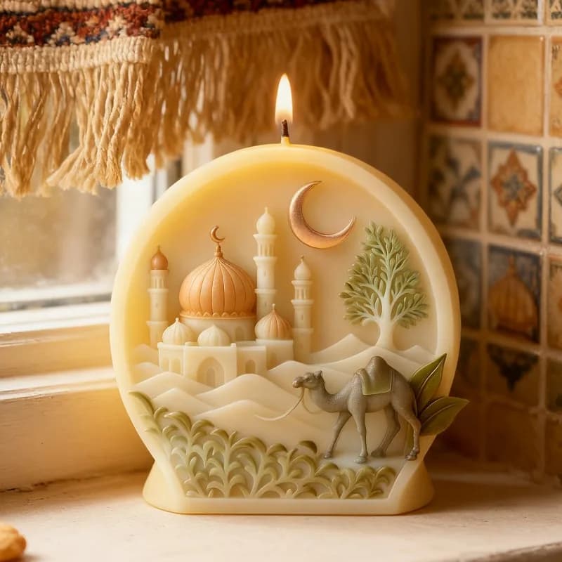 Stampo in Silicone per Candele Aromaterapiche a Forma di Castello Ramadan, Strumento per Sfogliare la Gesso per Candele Artigianali e Pietre Aromatiche