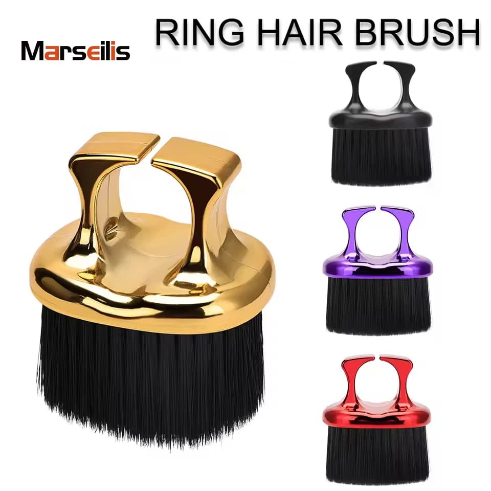 Marseilis Anello nero Collo Spolverino Barbiere Rimuovi spazzola per capelli sciolti Spazzola per taglio capelli Spazzola morbida per pulizia dei capelli Strumenti per parrucchieri