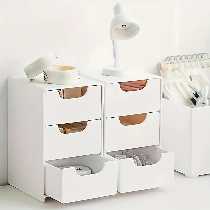 1 Pezzo per Scrivania, Perfetto per Forniture da Ufficio, Gioielli, Cosmetici, Organizzatore da Scrivania, Mini Organizer Chic a 3 Livelli con Cassetti