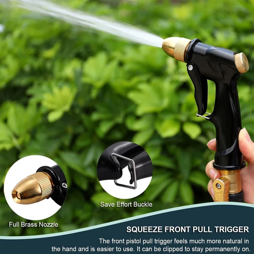 High Pressure Adjustable Garden Irrigation Spray Gun, Resistant Zinc Alloy, With Ergonomic Grip And Brass Point For Cleaning
