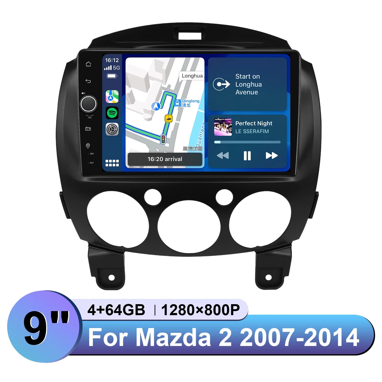 JOYING 9 "Radio Stereo per Auto Navigazione GPS per Mazda 2 2007-2014 Mantieni Bose Amp e Controllo Volante Plug and Play con Canbus