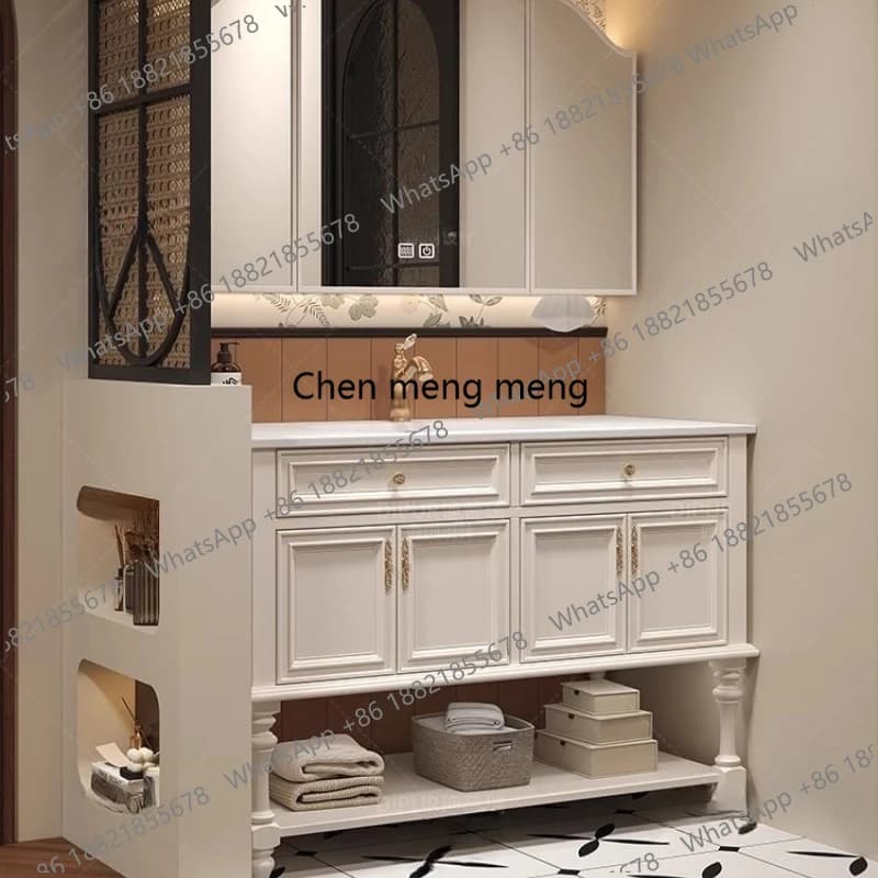 Mobiletto da Bagno con Specchio e Organizer, Armadietto a Muro per Profumi, Cassetti in Legno per Prodotti Skincare, Gabinete Bianco, Arredamento per la Casa