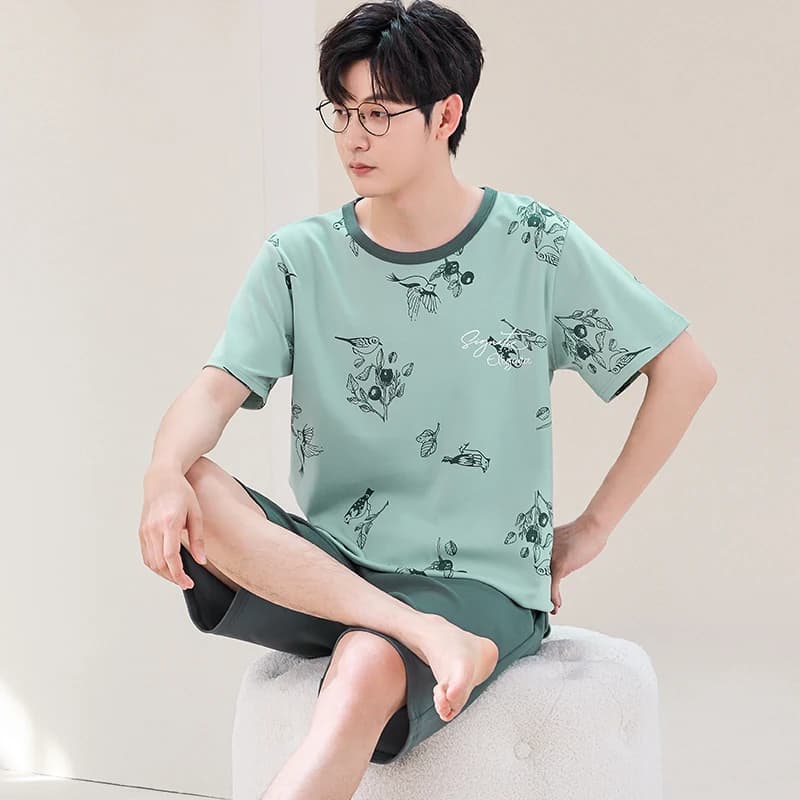 2024 nuovi uomini pigiama estate cotone manica corta cartone animato girocollo Homewear Set Big Size 3XL 4XL 5XL Pjs Loungewear Hombre