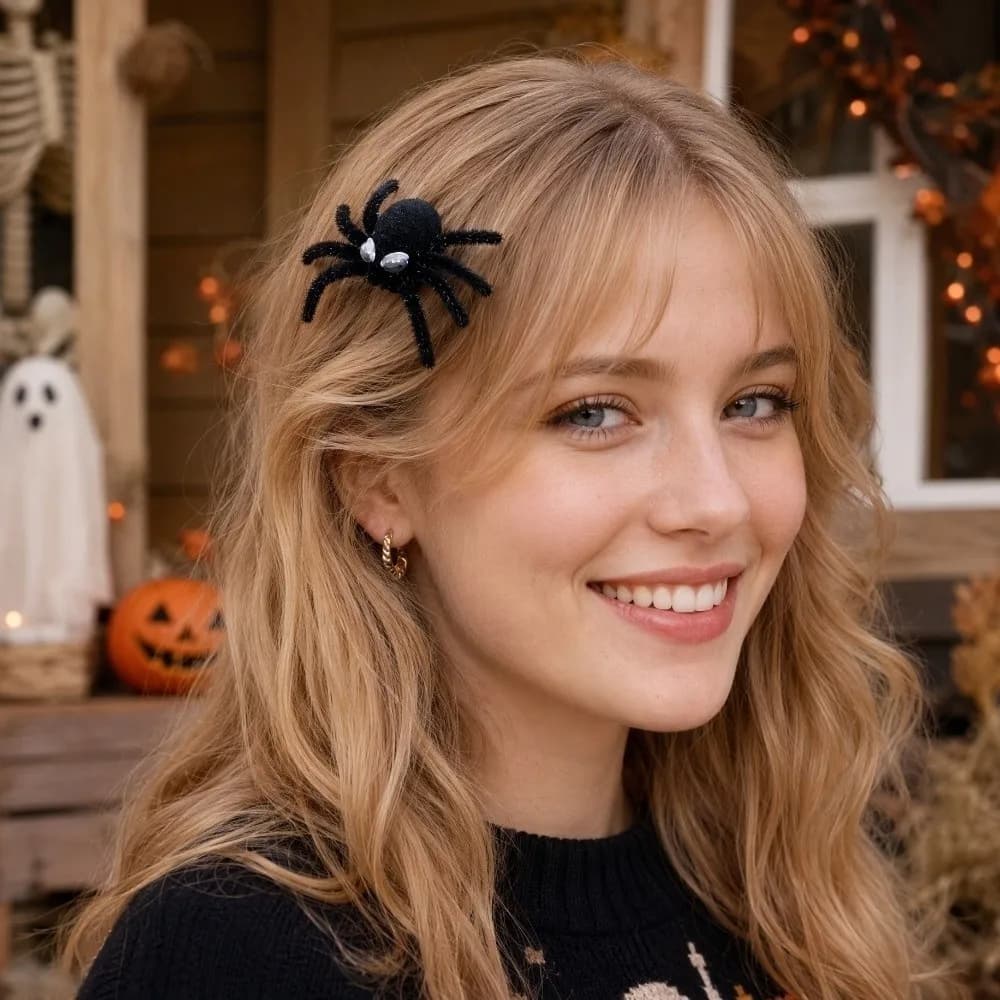 Funny Hairball Halloween Spider Hair Clip Hair Decoration Headpieces Fun Spider Duckbill Clip Spooky Accessory Costume