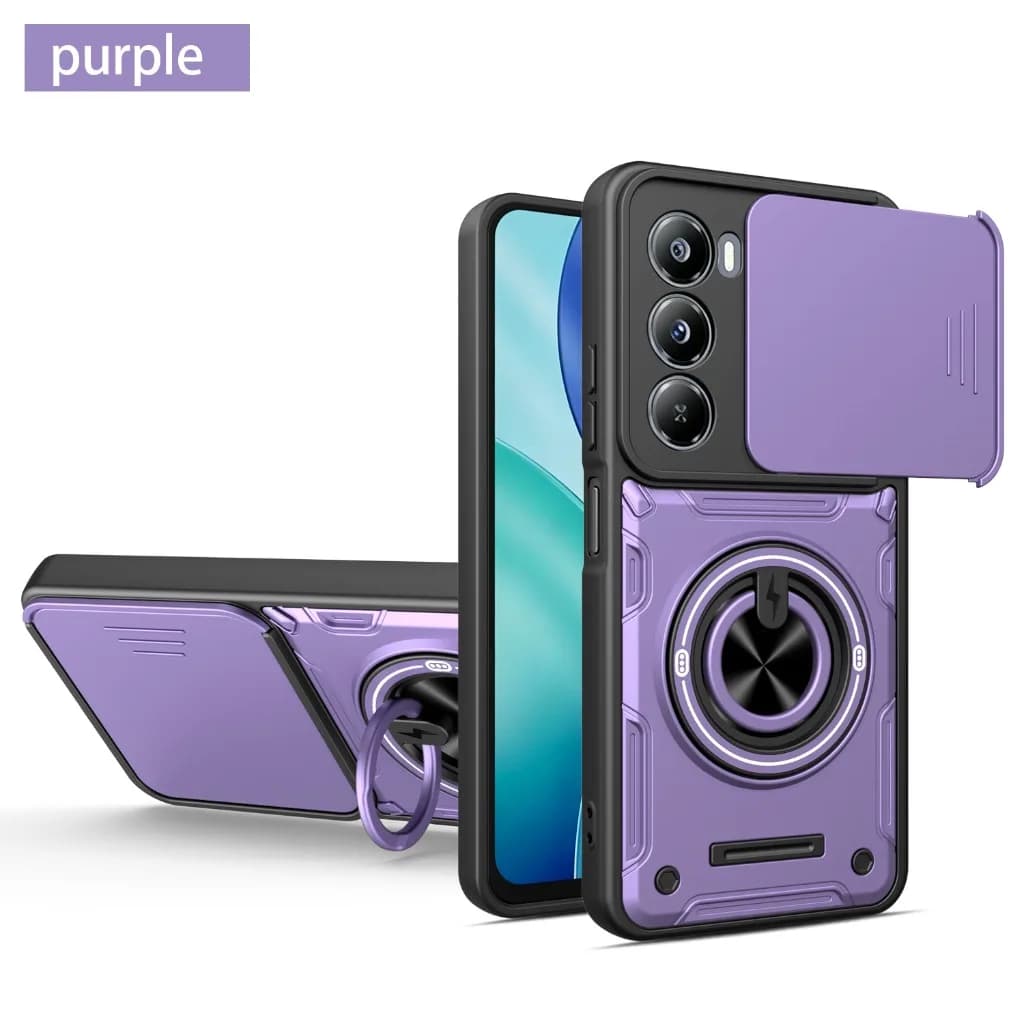 Slide Camera Lens Protector 360° Ring Holder Stand Armor Phone Case For itel A100C A100 Shockproof Heavy Duty Back Cover
