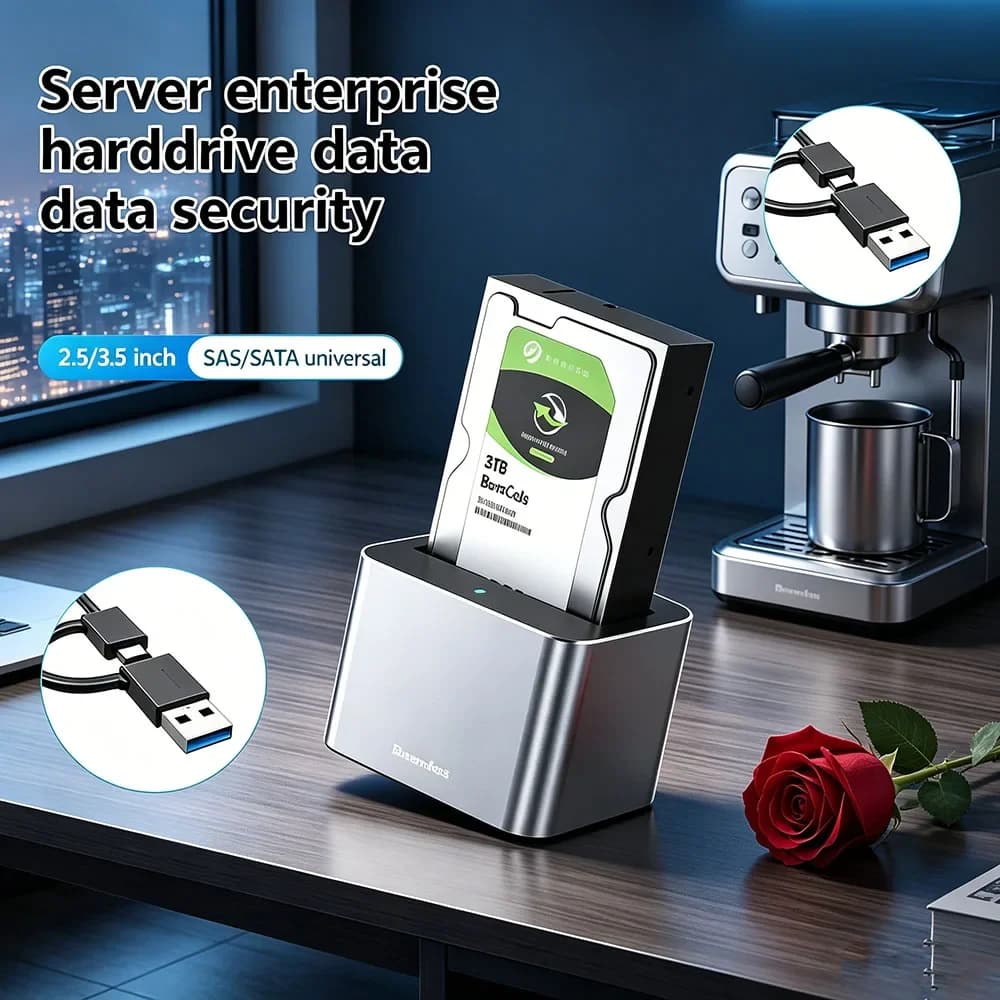 Box esterno deluxe per HDD SAS SATA da 2,5 e 3,5 pollici, docking station USB 3.0 per hard disk