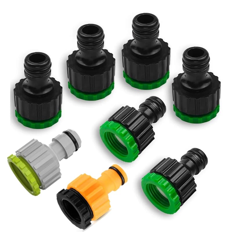 Connettore per rubinetto per tubo da giardino Set di collegamento per tubo flessibile con adattatore per rubinetto filettato BSP 2in1 da 3/4 pollici e 1/2 pollici per l'irrigazione del giardino