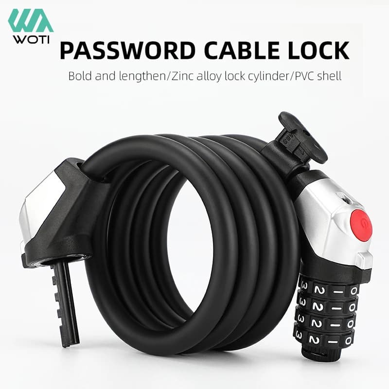 Bicycle Lock 5-digit Combination Number Code 1200mm/1500mm Steel Cable Chain Anti-theft Mountain Bike Lock Bicycle Accessories