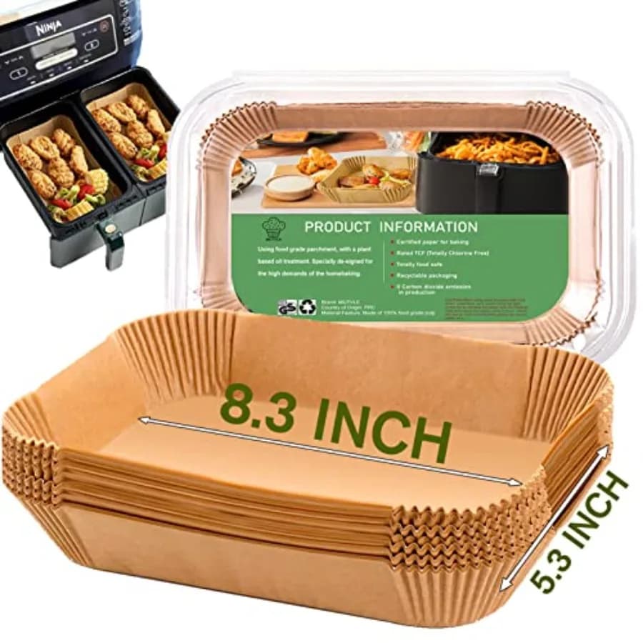 Fodere per friggitrice ad aria per bella 4Qt Friggitrice ad aria sottile Bella Accessori per friggitrice ad aria Fodere di carta pergamena rettangolari usa e getta per Nin