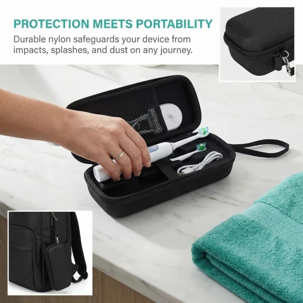 Black Travel Case for Electric Toothbrush, Travel Brush Container for Oral B Pro 1000 Pro 2000 Pro 3000 Pro 3500 Pro 1500