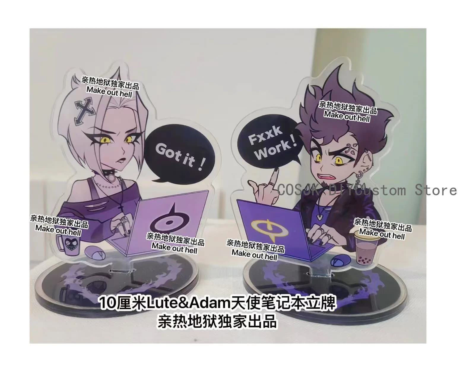 Anime attributo Lute Adam Cosplay 10 cm Laptop Acrilico In Piedi Segno Portachiavi Ciondolo Accessorio Stand Figura Mascotte PP clip