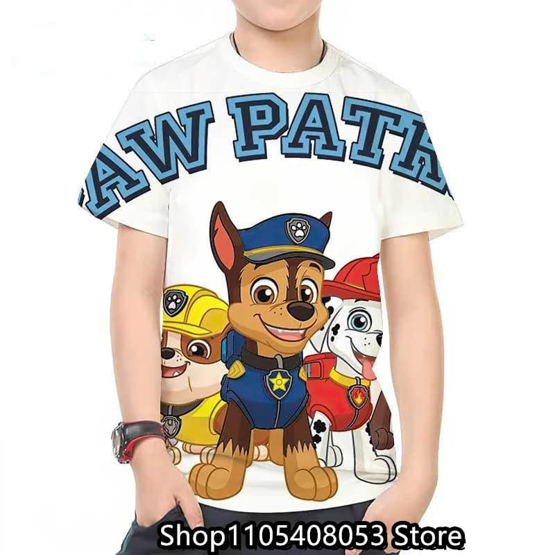 PAW Patrol Toy Dog Abbigliamento per bambini Top T-shirt per ragazzo Stampa 3D Pat Patrouille T-shirt Anime Manica corta Regalo di compleanno per bambini