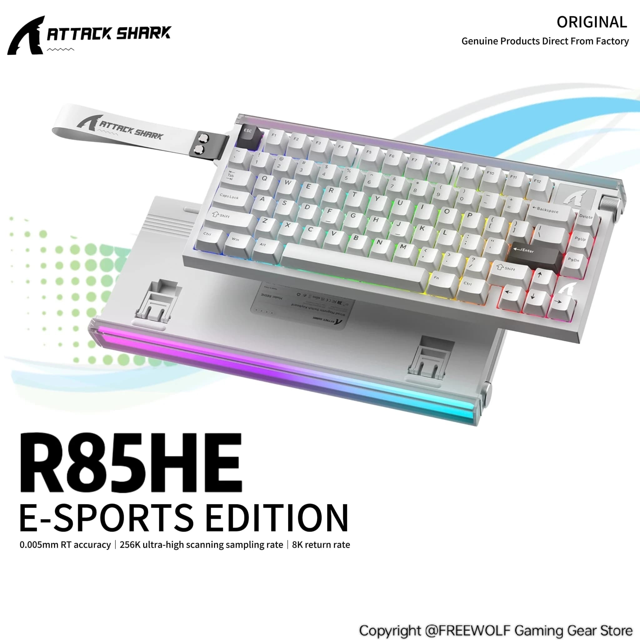 Tastiera Attack Shark R85HE RGB con Illuminazione al Neon, Precisione RT di 0,005mm, Frequenza di Aggiornamento 8K, Connessione Cablata per Tastiera Meccanica