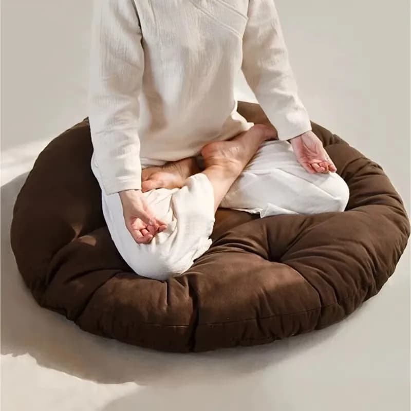 Meditation Cushion for Zazen, High-Elastic Cotton Yoga Cushion for Home Use, Round Floor Pillow with Coccyx Support