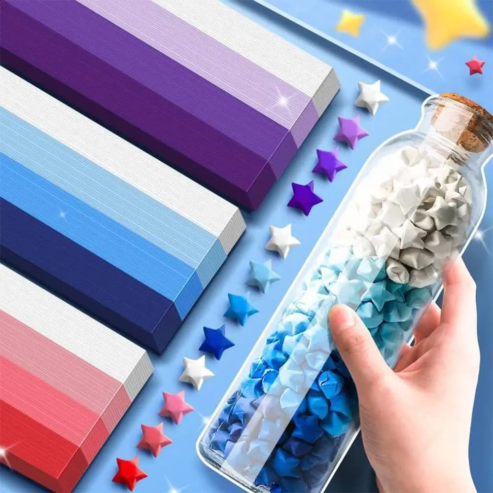 540PCS Gradient Color Star Origami Paper Art Craft Paper Double Side Star Paper Strip DIY Handmade ucky Stars Folding Paper