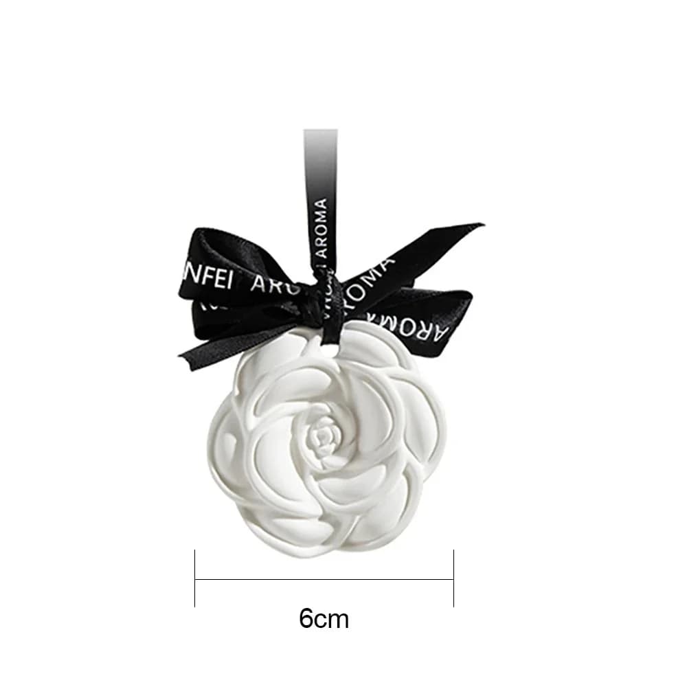 1Pc Decorative Hanging Car Air Freshener White Flower Gypsum Aromatherapy Diffuser Rearview Mirror Home Decor Auto Interior Part
