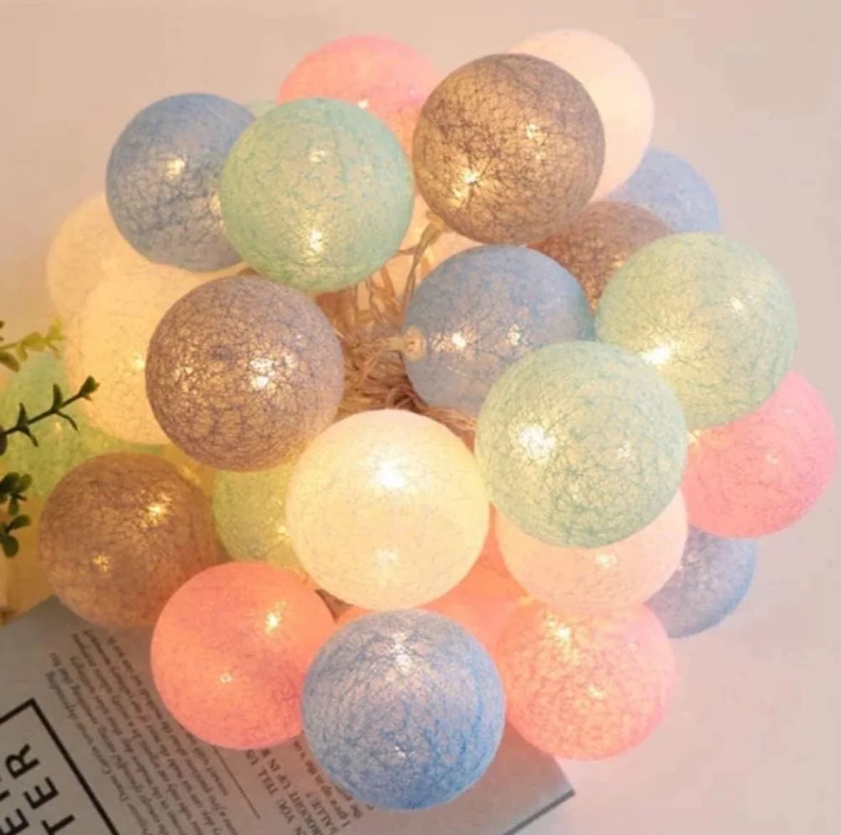 Luci Notturne a LED a Batteria con Palline di Cotone, Lampadine LED per Camera da Letto, Decorazioni per Feste, Ramadan, Regali per la Festa della Mamma