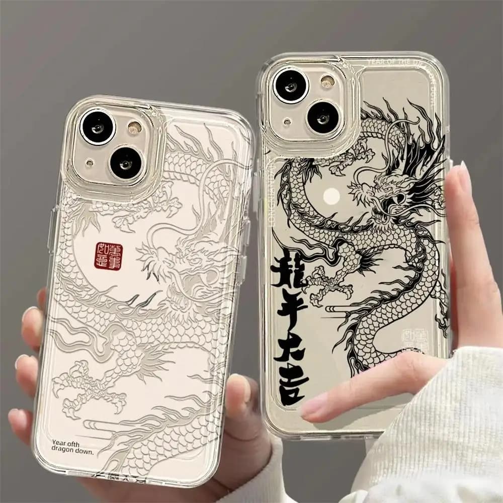 Custodie per iPhone 17 Pro Max 16 15 14 11 12 13 Pro Max Mini Plus 16E 17 Air Drago Cinese Custodia morbida in TPU Cover posteriore