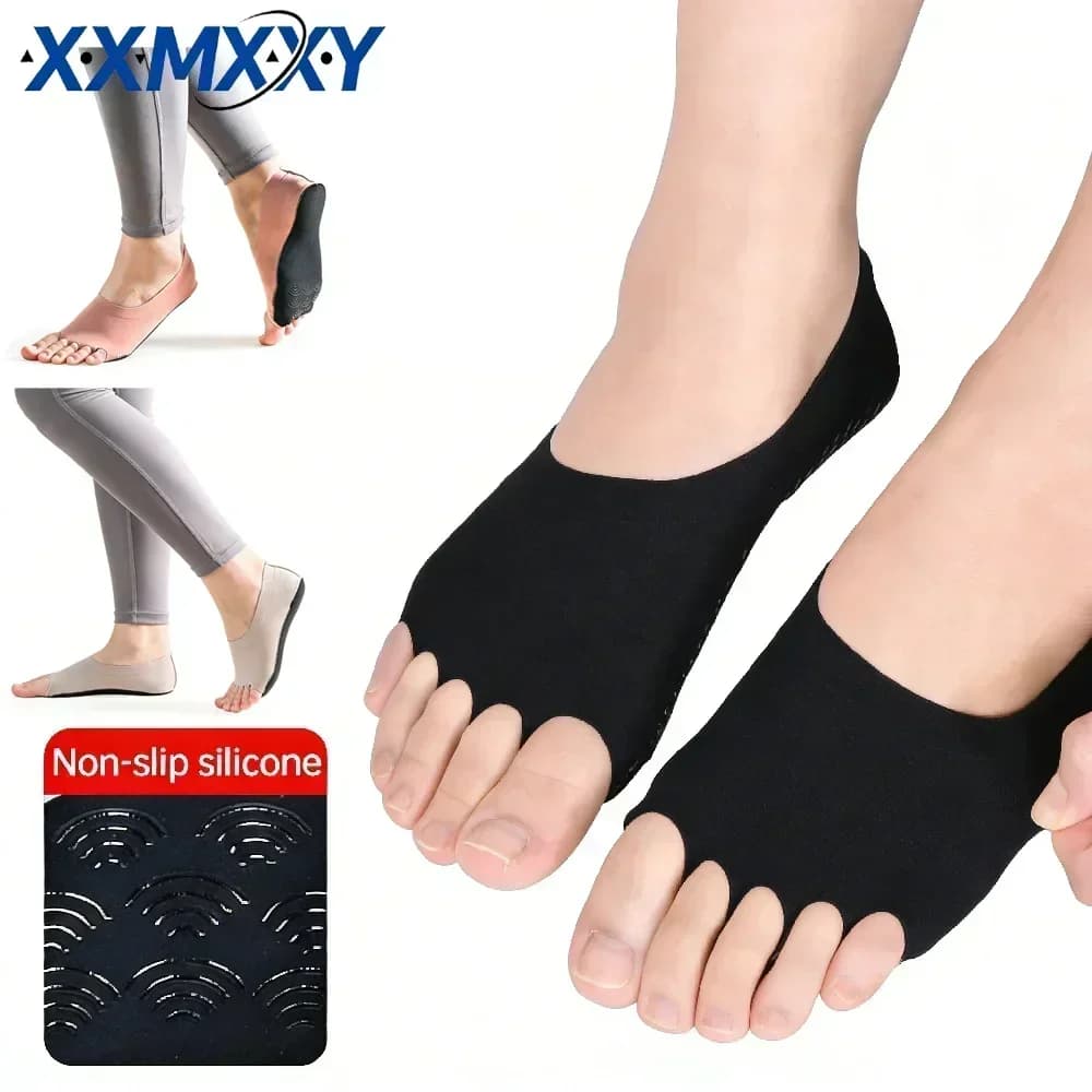 1Pair Toeless Yoga Pilates Socks, Non Slip Grip Breathable Socks, Anti-Skid Dance Plasticity Training Socks for Women Daily Wear