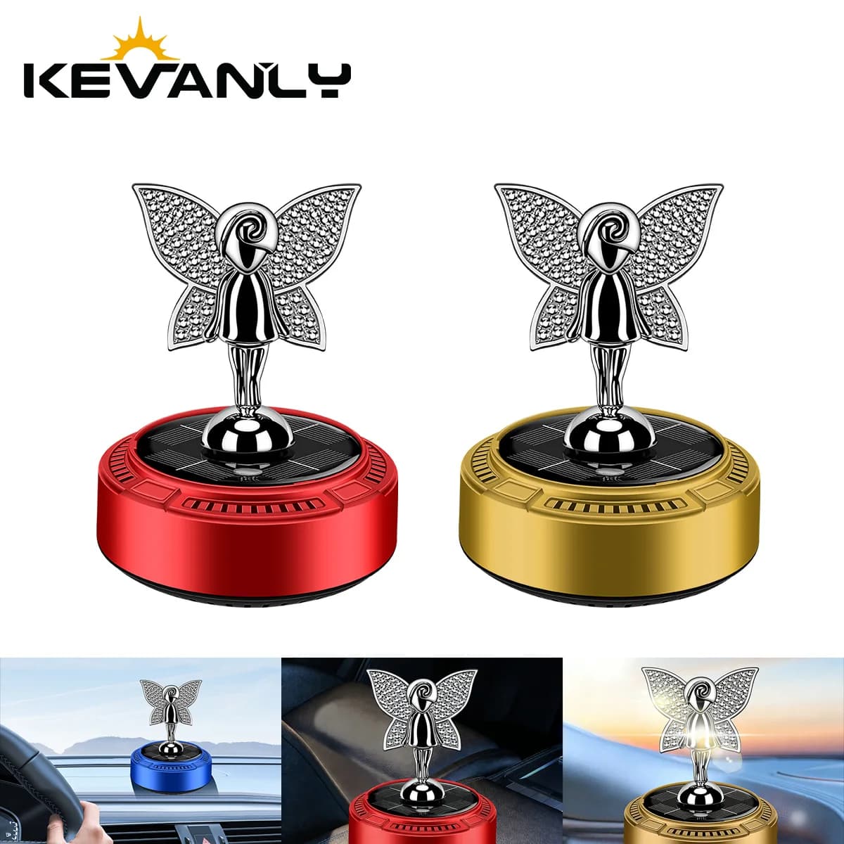 1 Pezzo Deodorante per Auto a Energia Solare a Forma di Farfalla, Ornamento per Console Centrale, Diffusore di Profumo per Cruscotto