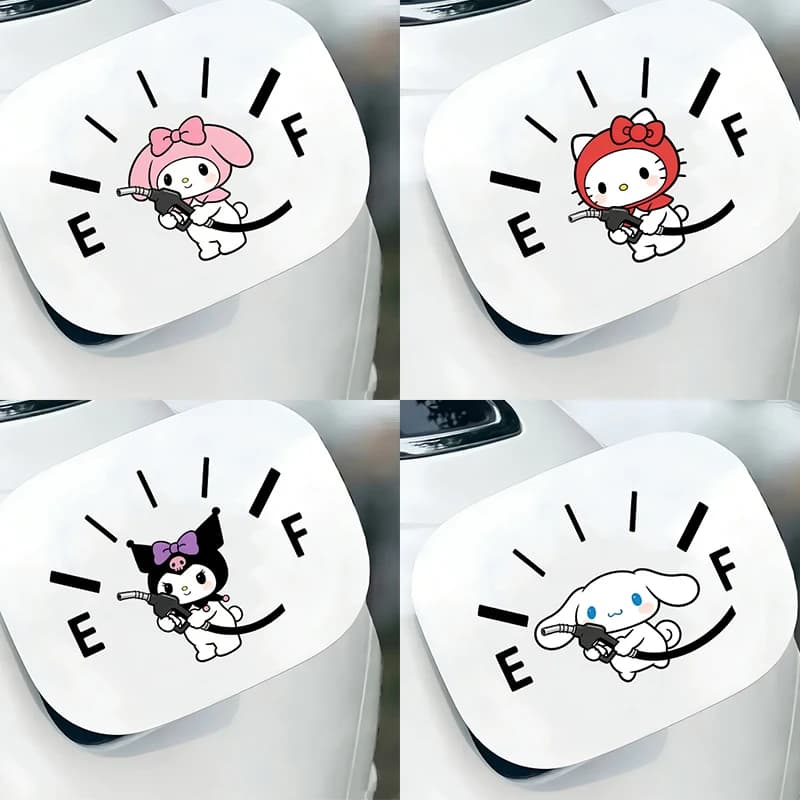 Hello Kitty Car Stickers, Kawaii Decorations for Students, Melody, Kuromi, Cinnamoroll, Carburet Tank Decorations, Decalcomanie Anime Cartoon, Birthday Gift