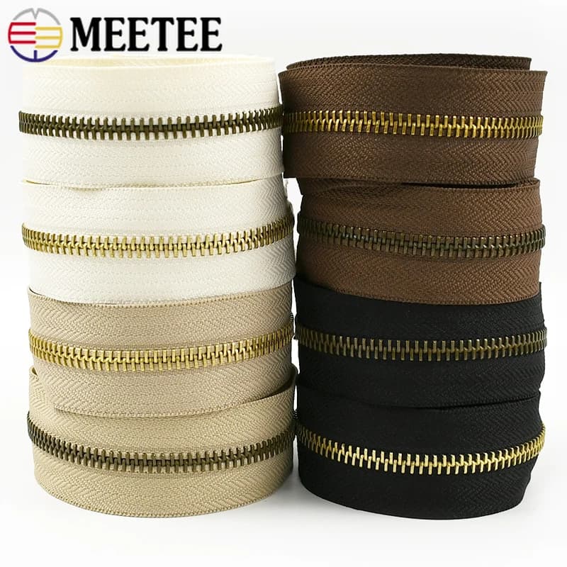 5 # Meetee nastro con cerniera in metallo scarpe cerniere Decorative cintura zaino indumento chiusura tascabile Zips Kit di riparazione accessori per cucire fai da te