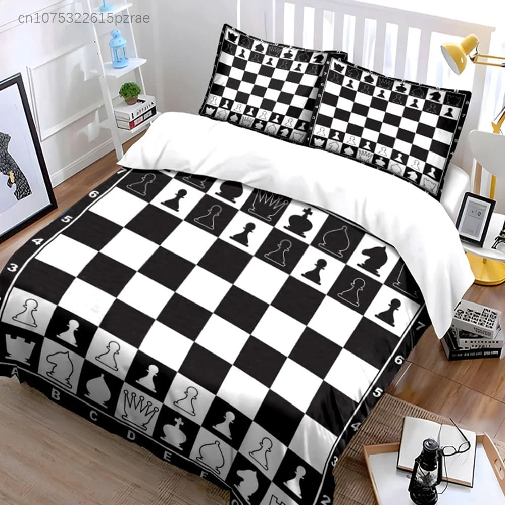 Chess Set Three-Piece Bundle Multiple Sizes kid's And adults' Bedroom Exquisite 3PC Bedding set, Gift