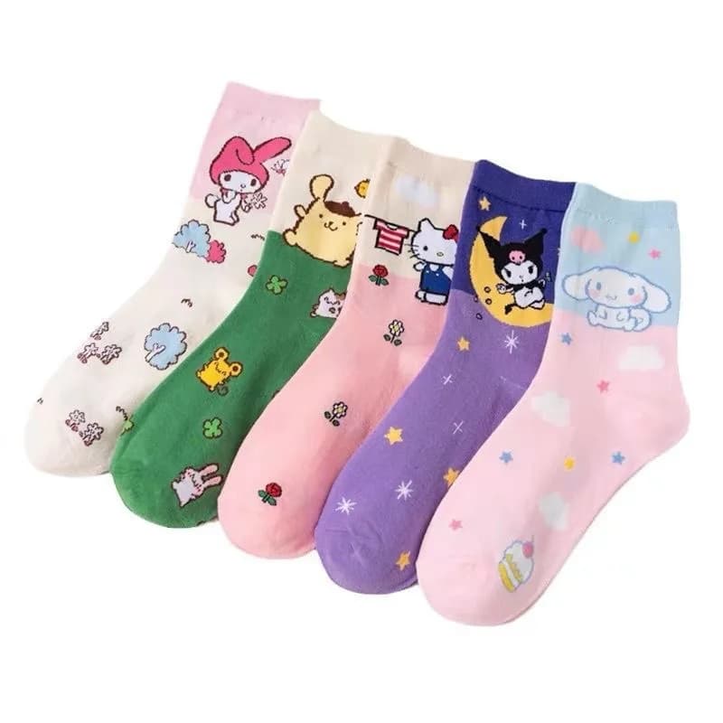 Cartoon Sanrio Hello Kitty Calzini da donna My Melody Cute Girl Calzini di cotone a tubo centrale Kawaii Studente Calzino Ragazza Bambini Regalo di Natale