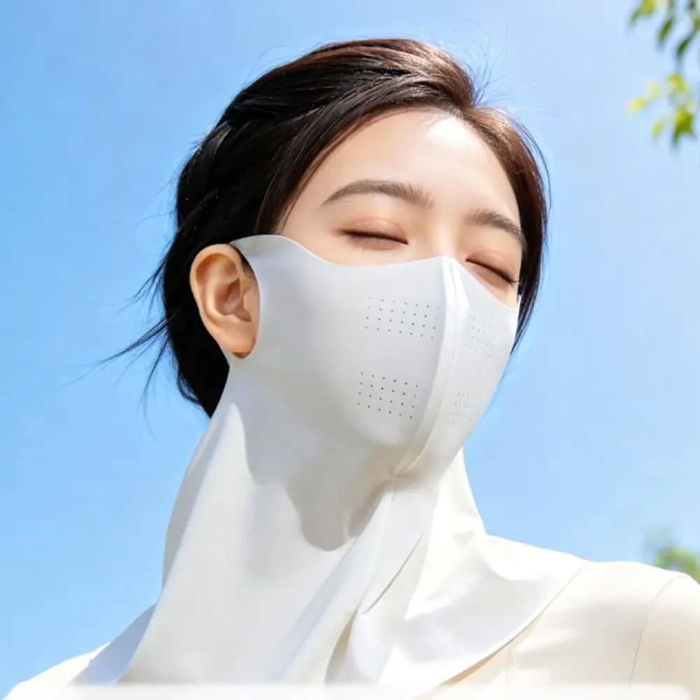 Maschera Elastica Estiva in Seta Ghiaccio, Protezione Collo Anti-UV, Copertura Viso Sottile, Protezione UV Traspirante, Maschera Gini per Ciclismo