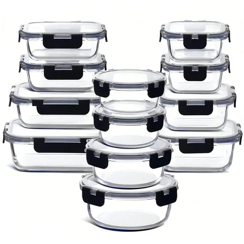 【NOW SAVE】 Contenitori per alimenti in vetro a prova di perdite Set da 12 pezzi con coperchi, scatole per il pranzo ermetiche in varie dimensioni e forme
