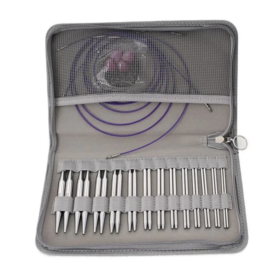 Un pacchetto PU da 13 pagamenti Set di aghi ad anello staccabile Set di aghi per maglione in nichel placcato in alluminio bianco brillante Strumento per maglieria fai da te