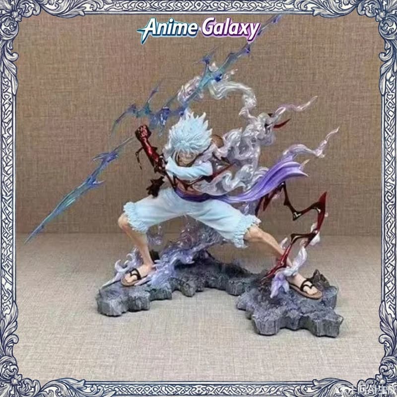 Statua One Piece Nika Luffy 28cm con Fulmine e Dei, Modellino Anime da Collezione, Decorazione da Scrivania, Regalo per i Fan