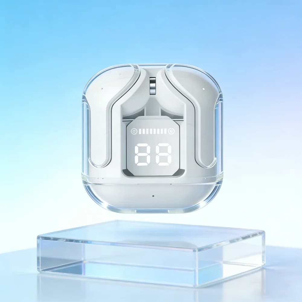 Auricolari Bluetooth wireless trasparenti originali TWS, auricolari wireless con audio HIFI di qualità per tutti gli smartphone