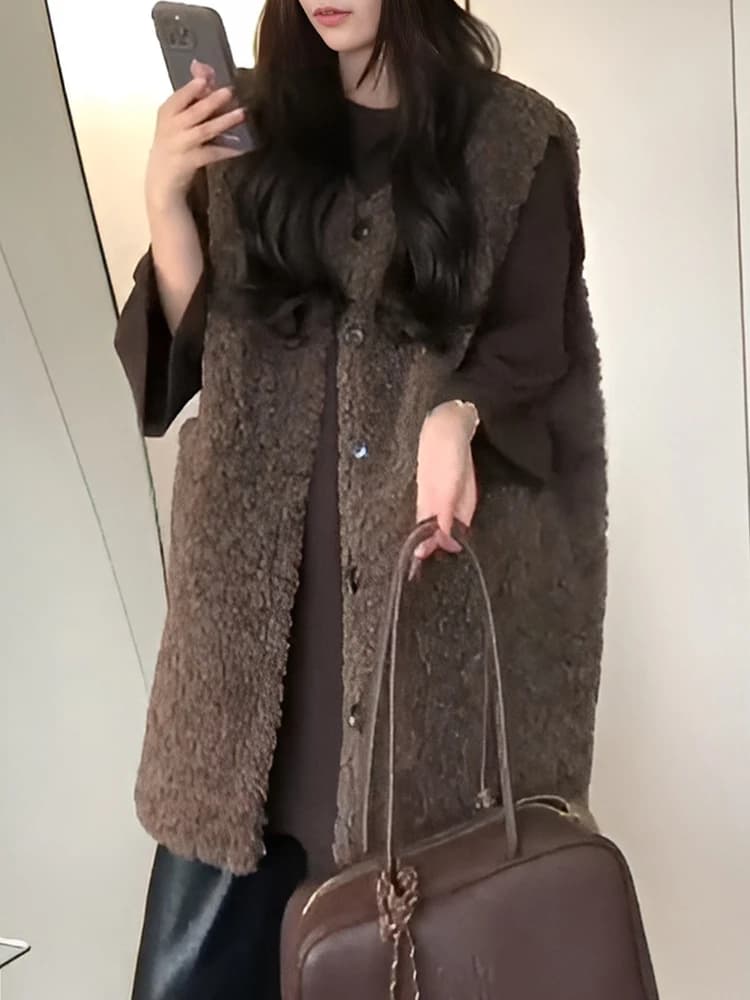 Fashionable Korean Lazy Style Single Button Vest Jacket 2026 Autumn Winter New Arrival Elegant All-Match Design Commute Wind