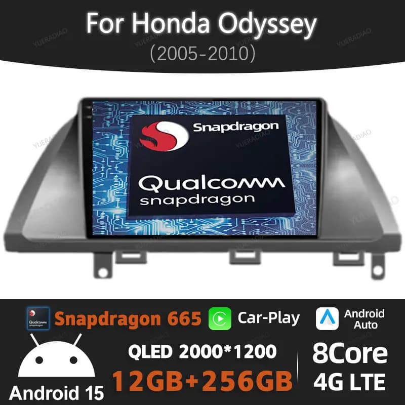 Android 15 Autoradio Per Honda Odyssey 2005 2006 2007 2008 2009 2010 Lettore Video Multimediale 4G WIFI QLED GPS NAVI BT Qualcomm