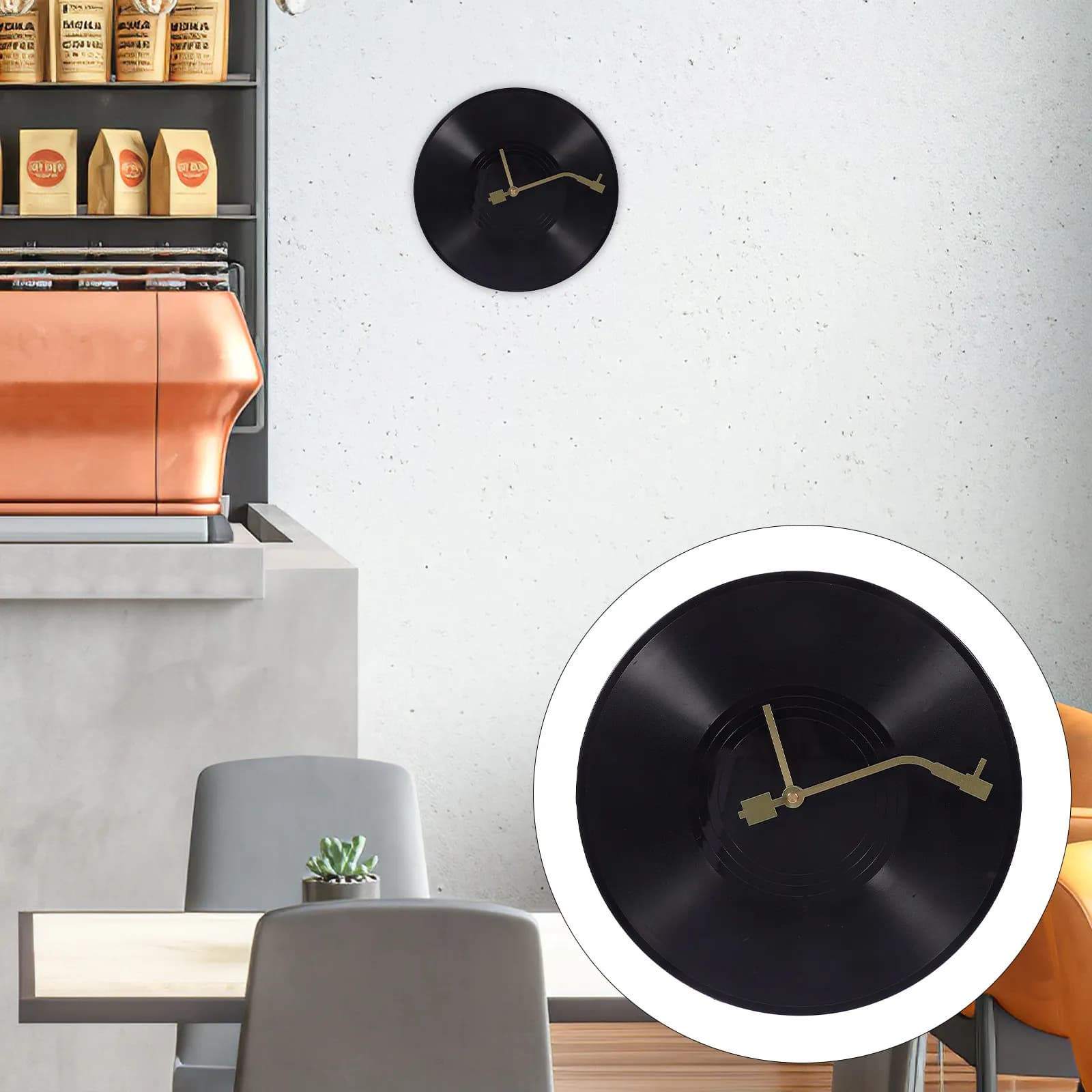 Vinyl Record Wall Clock Plastic Material Retro Design Stylish Wall Hanging Clock Bedroom Living Room Office Decor