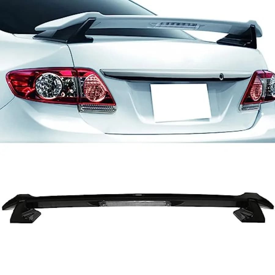 Spoiler per Bagagliaio Preverniciato Compatibile con Corolla 2009-2013, in ABS Verniciato Nero Lucido, Alettone per Cofano Posteriore