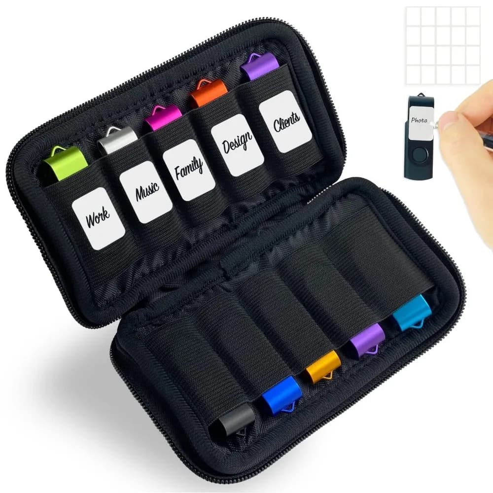 USB Flash Drive Storage Bag Polyester 6-slots 10-slots Handbag Case Black Portable USB Disk Organizer Electronic Accessories