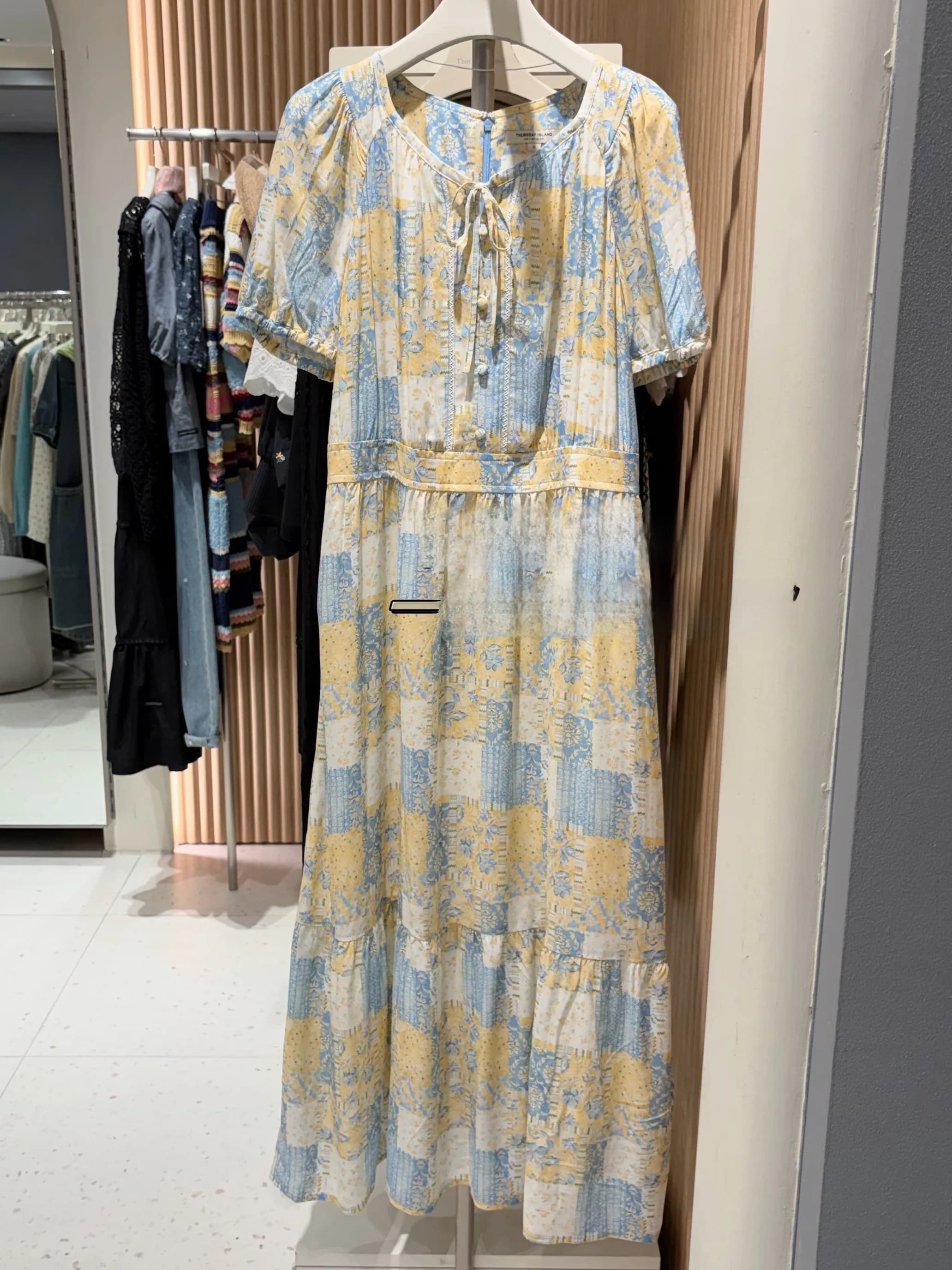 Abito lungo elegante con stampa floreale da donna, nuovo stile estivo, gonna a vita alta a trapezio, abito da vacanza a maniche corte con scollo rotondo per il tempo libero