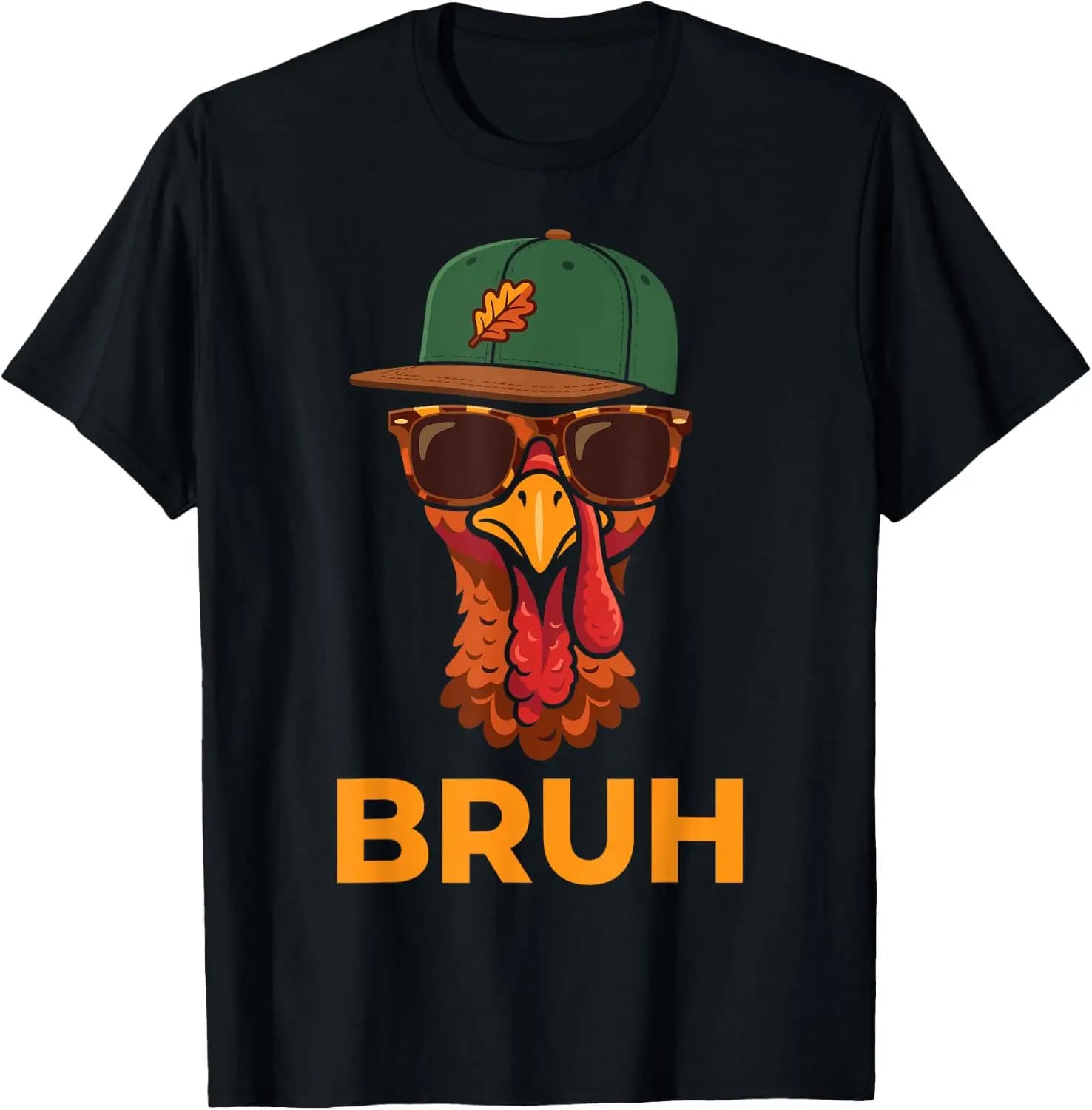 Bruh Turkey Funny Thanksgiving T-Shirt 100% Cotton Trendy Y2K Short-Sleeve Tee – Soft, Quick-Drying, & Moisture-Wicking; Ideal