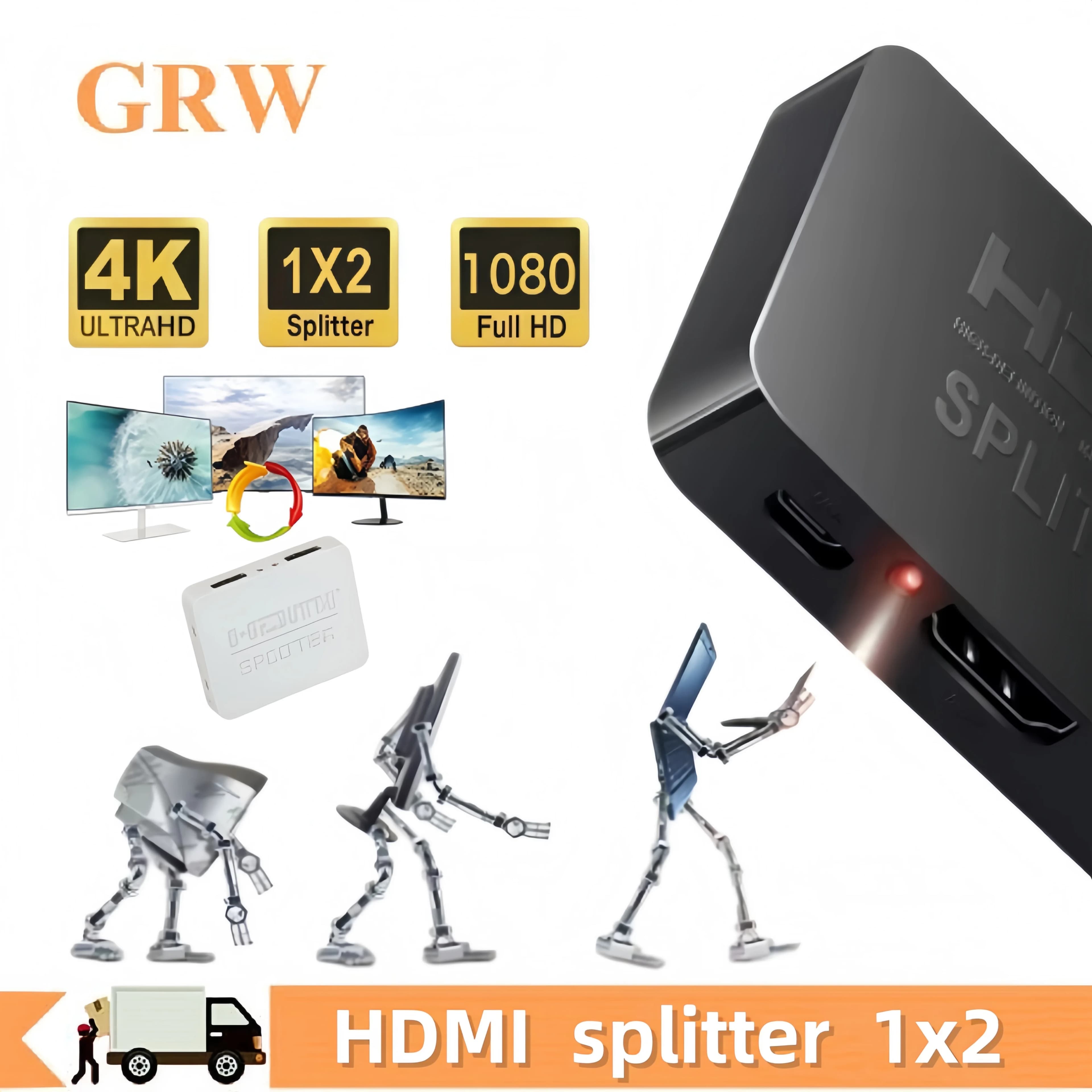 Splitter HDMI 1080p 4K Full HD Switcher HDMI Convertitore splitter HDMI 1 ingresso 2 uscite doppio display per computer DVD HDTV