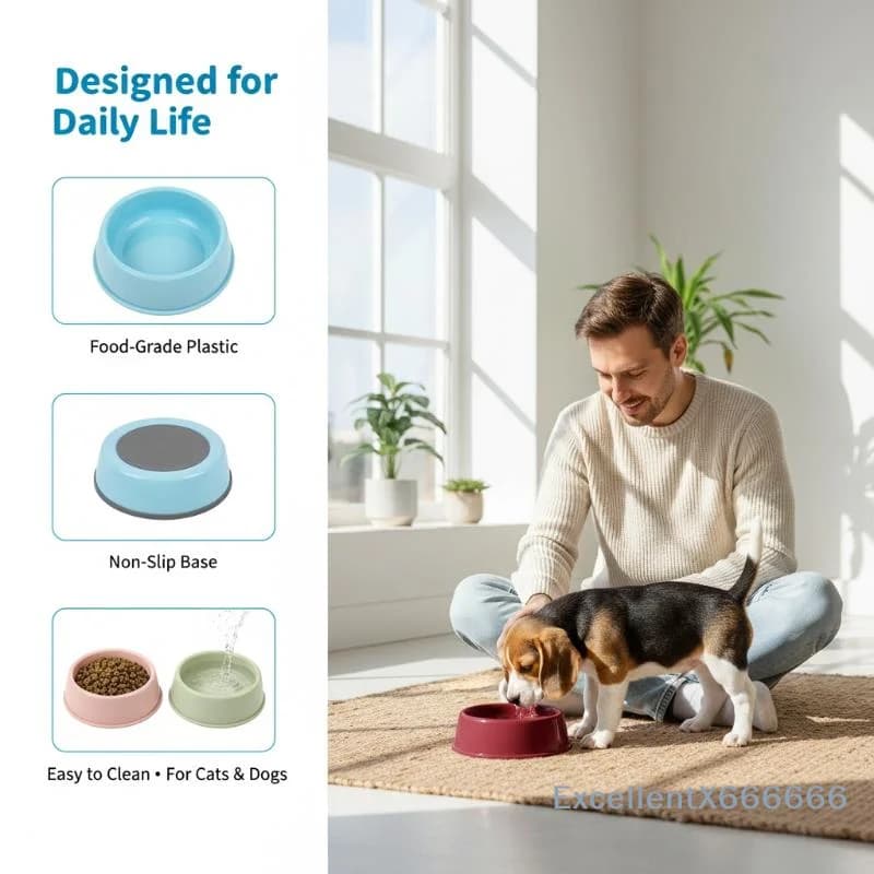 Durable Thickened Non-slip Plastic Pet Bowls Food Water Holder for Dogs Cats Home Travel Use