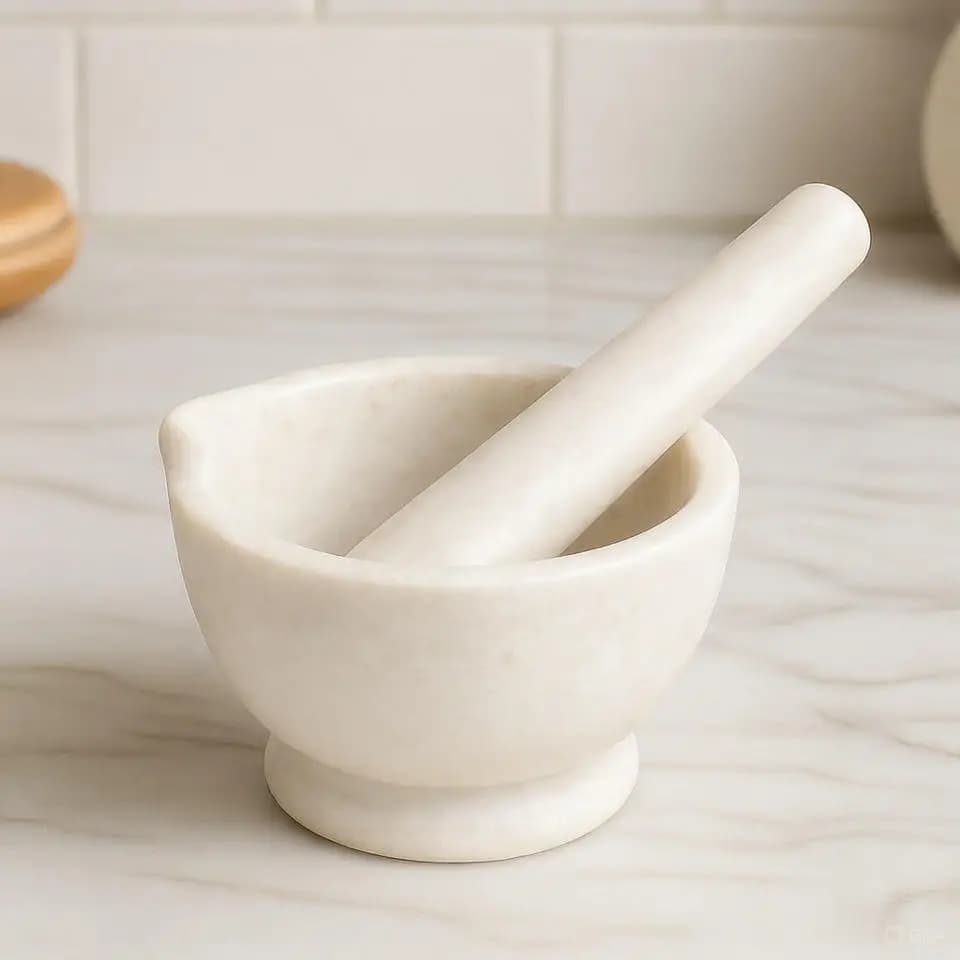 Set di mortaio e pestello in ceramica Ciotola di macinazione bianca con pestello da cucina Spezie Erbe Frantoio Strumento da laboratorio Smerigliatrice per polvere