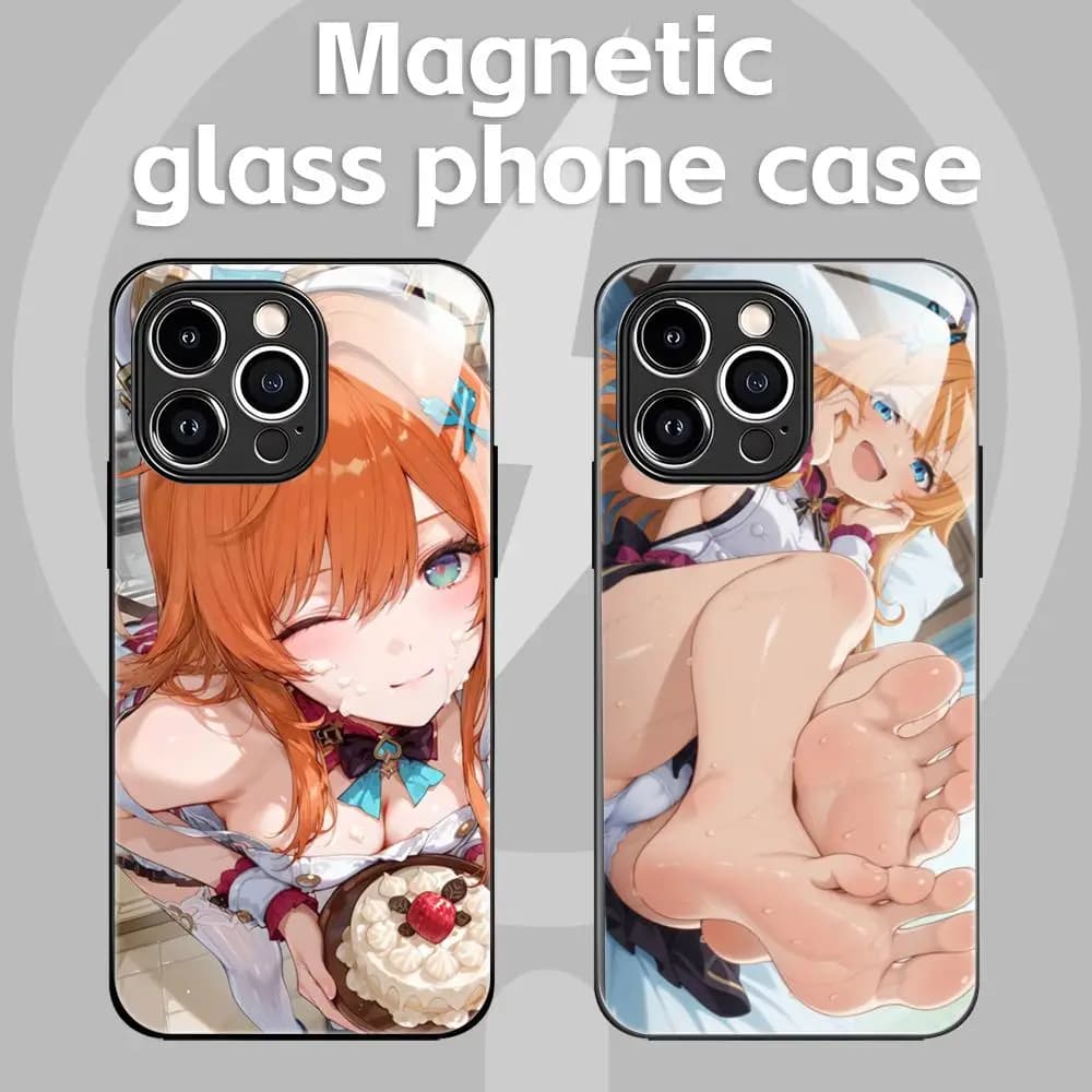 GIOCO CALDO Genshin Impact Escoffier Cassa Del Telefono Per iPhone 16 15 14 13 12 11 X XR XS 8 Plus Mini Pro Max Custodia Magnetica In Vetro