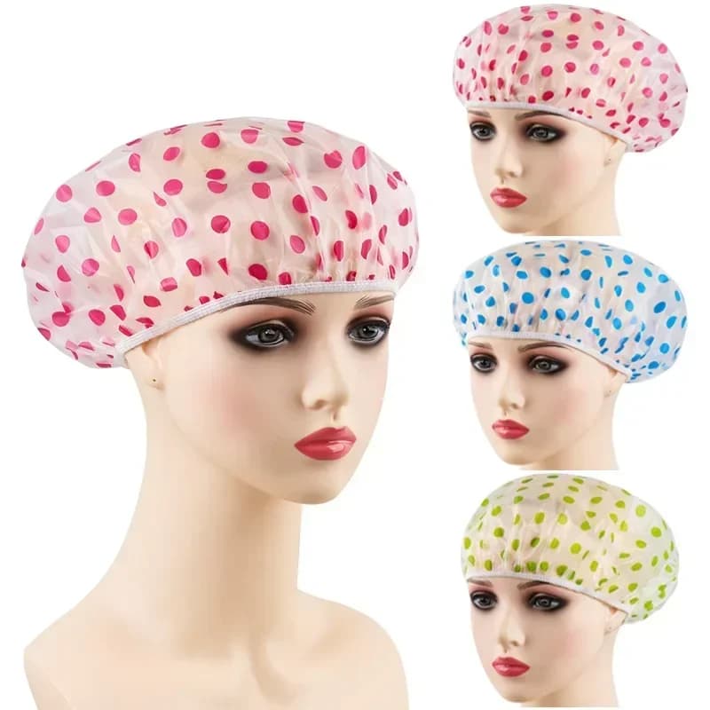 Cuffia da doccia riutilizzabile da 1/5 pezzi con fascia elastica, impermeabile e addensata, per donna, perfetta per parrucchieri e uso domestico