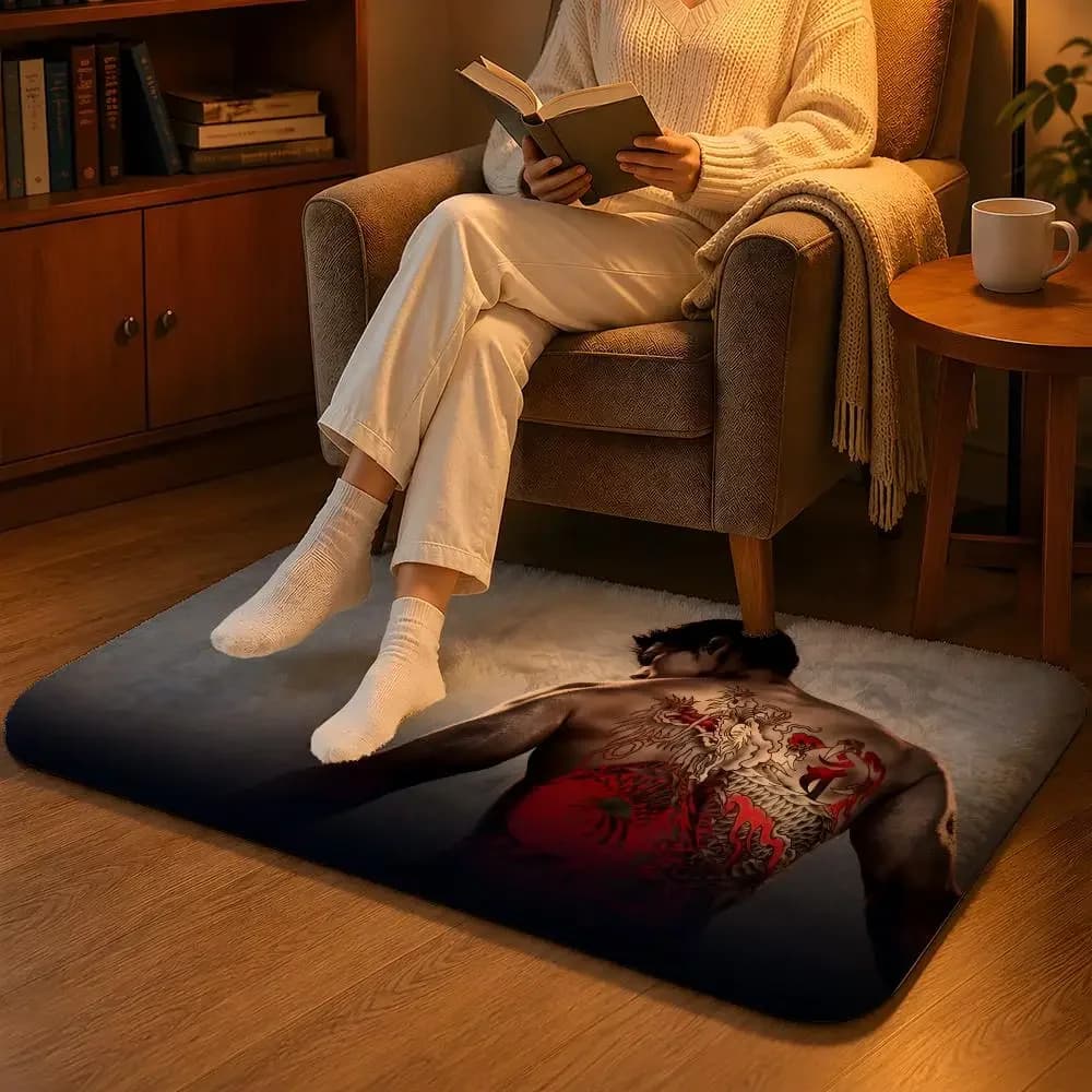 Hot Role Playing Game Popular Game Yakuza Floor Mat Soft Flannel Non-Slip Rug Washable Floor Mat for Living Room Bedroom